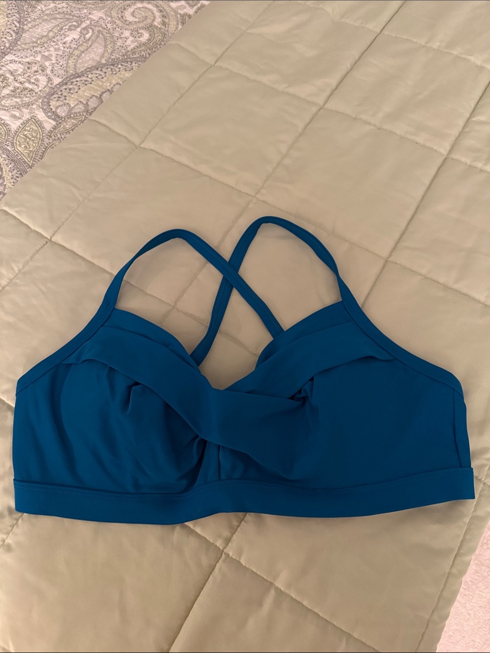 Athleta Teal Twist-Front Wireless Bikini Top